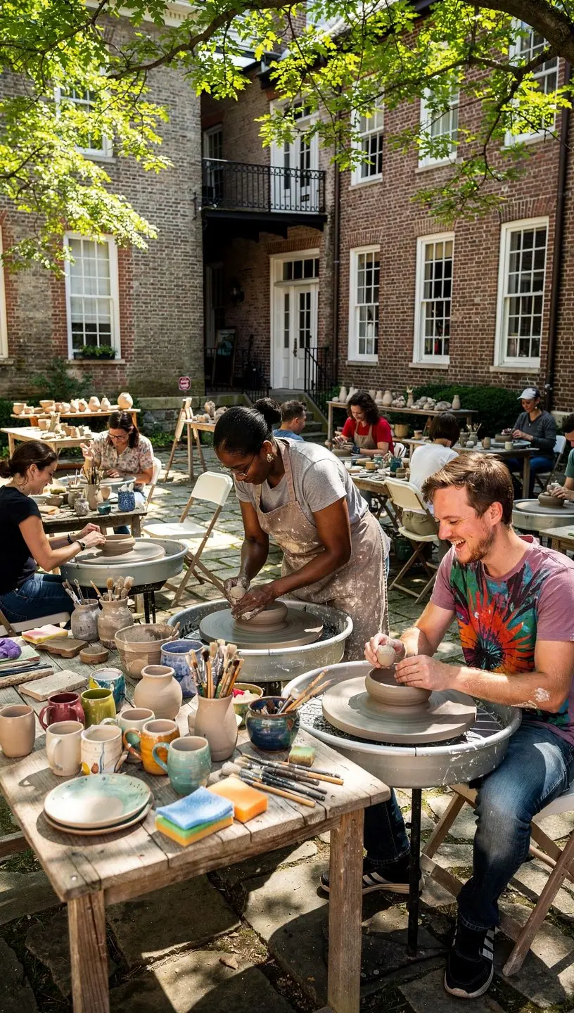 Zegar wskazujący godziny otwarcia muzeum na tle budynku.